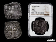 Philip IV (1621-1665). 8 reales. 1643. Madrid. B. (Cal-1272). Ag. 27,51 g. Vertical MD. Full legends and full date with four digits. Letters A are inv...