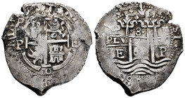 Philip IV (1621-1665). 8 reales. 1660. Potosi. E. (Cal-1524). Ag. 26,61 g. Visible data. Triple date, two of them partially visible. Triple assayer. S...
