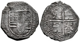 Philip IV (1621-1665). 8 reales. ND (1642-51). Santa Fe de Nuevo Reino. R. (Cal-1545). (Restrepo-M44-18, plate coin). Ag. 25,35 g. N/R/R vertically to...