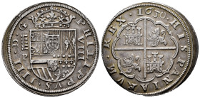 Philip IV (1621-1665). 8 reales. 1630. Segovia. P (Esteban Pedrera). (Cal-1588). (Jarabo-Sanahuja-C-360). Ag. 26,54 g. Aqueduct with two rows of four ...