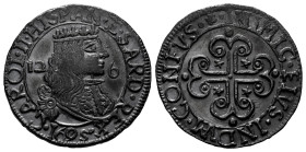 Charles II (1665-1700). 2 1/2 reales. 1695. Cagliari. (Tauler-3221, plate coin). (Vti-237). (Mir-85/4). Ag. 6,16 g. Very attractive. Patina. Rare in t...