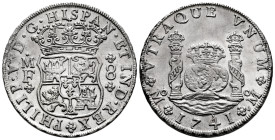 Philip V (1700-1746). 8 reales. 1741. Mexico. MF. (Cal-1458). Ag. 26,65 g. Very well struck. Light cleaning and knock on the edge. Lightly toned. Acqu...