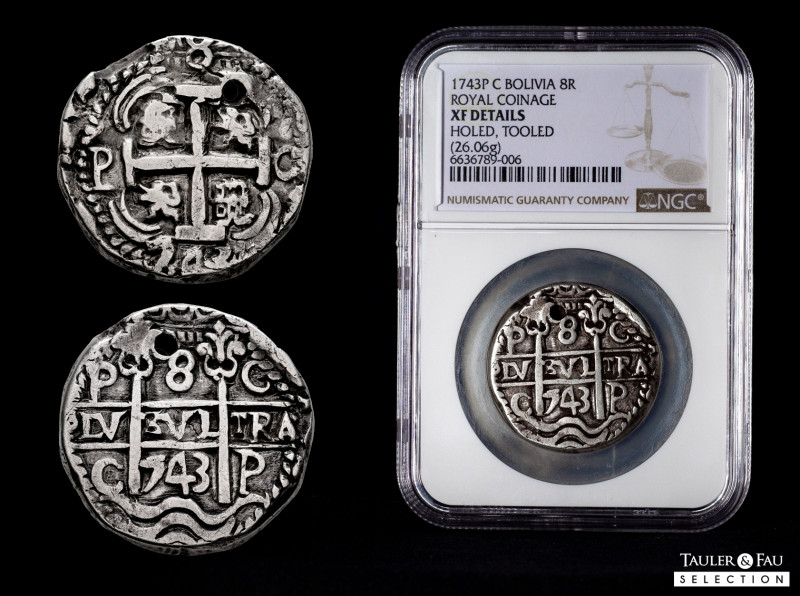 Philip V (1700-1746). 8 reales. 1743. Potosi. C. (Cal-1515). (Lazaro-298, R4). A...
