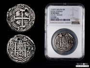 Philip V (1700-1746). 8 reales. 1743. Potosi. C. (Cal-1515). (Lazaro-298, R4). Ag. 26,05 g. Royal type (galano). Double date. Small, thick flan per th...