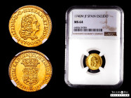 Philip V (1700-1746). 1 escudo. 1740. Madrid. JF. (Cal-1719). Au. Magnificen piece. Pleasant color and appearence. Plenty luster. Very rare in this ex...