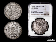 Ferdinand VI (1746-1759). 8 reales. 1759. Mexico. MM. (Cal-467). Ag. 27,00 g. Chopmarked. Attractive old cabinet tone. With some original luster remai...