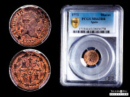 Charles III (1759-1788). 1 maravedi. 1772. Segovia. (Cal-28). Ae. Slabbed by PCGS as MS 63 RB. A superb specimen, Rare in this condition. PCGS-MS. Est...