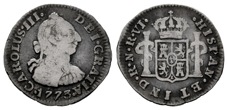 Charles III (1759-1788). 1/2 real. 1773. Santa Fe de Nuevo Reino. VJ. (Cal-270)....