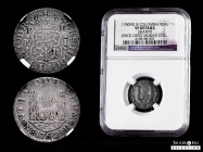 Charles III (1759-1788). 1 real. 1760. Santa Fe de Nuevo Reino. JV. (Cal-499). (Restrepo-36.1). Ag. Very rare, even more without hole. This piece has ...