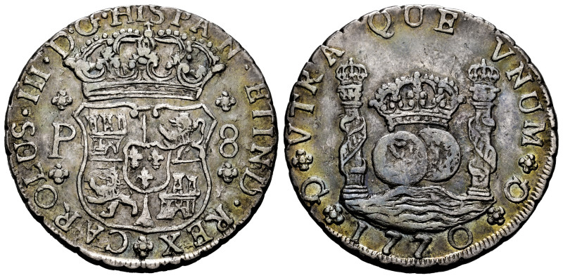 Charles III (1759-1788). 8 reales. 1770. Guatemala. P. (Cal-1002). Ag. 26,75 g. ...