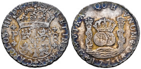 Charles III (1759-1788). 8 reales. 1771. Guatemala. P. (Cal-1004). Ag. 26,89 g. Beautiful iridescent patina. Some scratches. Rare. Choice VF. Est...12...