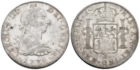 Charles III (1759-1788). 8 reales. 1772. Mexico. FM. (Cal-1105). Ag. 26,88 g. Inverted mintmark and assayers. Scarce. Choice VF. Est...250,00. 

Spa...