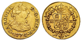 Charles III (1759-1788). 1/2 escudo. 1774/3. Madrid. PJ. (Cal-1259). Au. 1,80 g. Overdate. Beautiful color. A good sample. AU. Est...300,00. 

Spani...
