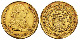 Charles III (1759-1788). 2 escudos. 1775. Madrid. PJ. (Cal-1549). Au. 6,76 g. Minor nick on edge. A good sample. Beautiful color. Scarce in this grade...
