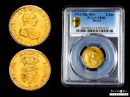 Charles III (1759-1788). 2 escudos. 1761. Mexico. MM. (Cal-1581). Au. First-year bust. Very rare. A few specimens known. Slabbed by PCGS as XF 45. PCG...