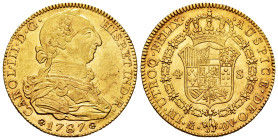 Charles III (1759-1788). 4 escudos. 1787. Madrid. DV. (Cal-1793). Au. 13,52 g. Minimal hairlines. Minimal planchet flaw on obverse. Original luster. X...