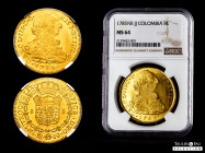 Charles III (1759-1788). 8 escudos. 1785. Santa Fe de Nuevo Reino. JJ. (Cal-2020). (Cal onza-889). (Restrepo-72-30). Au. Gorgeous specimen. Plenty of ...