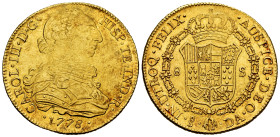 Charles III (1759-1788). 8 escudos. 1778. Santiago. DA. (Cal-2157). (Cal onza-931). Au. 27,05 g. Minimal hairlines. Minimal defect on edge. Original l...