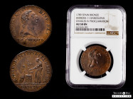 Charles IV (1788-1808). "Proclamation" medal. 1789. Barcelona. (H-11 var. metal). (Vives-683). (Vq-13074). Ae. 10,05 g. 31 mm. Bronze. Engraver: J. Da...