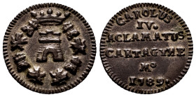 Charles IV (1788-1808). "Proclamation" medal. 1789. Cartagena (Murcia). (H-24). Ag. 3,18 g. 1 real module. Cast silver. 20 mm. Rare. Choice VF. Est......