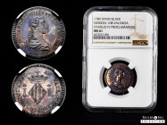 Charles IV (1788-1808). Medalla de proclamación. 1789. Valencia. (H-108). (Vq-13159). (Vives-698). Ag. 3,86 g. Flan of 2 reales with bust of Charles I...