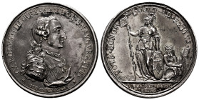 Charles IV (1788-1808). "Proclamation" medal. 1789. Valencia. (H-107). Anv.: Bust of Charles III. Rev.: VOTE. BONUSES. DVCIT. AD. EXIVS and in exergue...