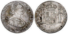 Charles IV (1788-1808). 2 reales. 1794. Guatemala. M. (Cal-551). Ag. 6,81 g. Old cabinet tone. With some original luster remaining. Very scarce in thi...