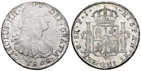 Charles IV (1788-1808). 8 reales. 1808. Potosi. PJ. (Cal-1014). Ag. 27,05 g. Brillo original. Bella. Ex Colección Plus Ultra, Soler&Llach (28-10-2021)...