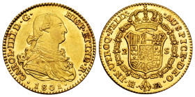 Charles IV (1788-1808). 2 escudos. 1801. Madrid. FA. (Cal-1301). Au. 6,75 g. Slight planchet flaw on obverse. Original luster. AU. Est...600,00. 

S...