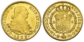 Charles IV (1788-1808). 2 escudos. 1803. Madrid. FA. (Cal-1319). Au. 6,79 g. Original luster. Very scarce in this grade. AU. Est...600,00. 

Spanish...