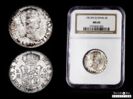 Ferdinand VII (1808-1833). 2 reales. 1813. Madrid. GJ. (Cal-827). Ag. Bare bust. Slabbed by NGC as MS 65. (Top Pop), the finest known in the NGC censu...