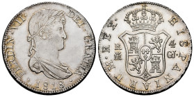 Ferdinand VII (1808-1833). 4 reales. 1818. Madrid. GJ. (Cal-1084). Ag. 13,47 g. Original luster. Delicate patina. Scarce in this grade. XF/AU. Est...5...