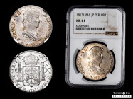 Ferdinand VII (1808-1833). 8 reales. 1813. Lima. JP. (Cal-1246). Ag. Original luster. Very attractive. Slabbed by NGC as MS 61. Scarce in this conditi...