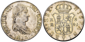 Ferdinand VII (1808-1833). 8 reales. 1815. Madrid. GJ. (Cal-1269). Ag. 26,91 g. No dot between DEI GRATIA. Large bust than usual. Some tiny and very f...