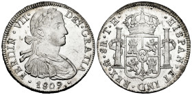 Ferdinand VII (1808-1833). 8 reales. 1809. Mexico. TH. (Cal-1310). Ag. 27,02 g. Imaginary bust. Plenty of original luster. Minimal surface hairlines o...