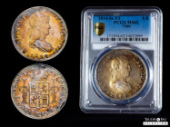 Ferdinand VII (1808-1833). 8 reales. 1814. Santiago. FJ. (Cal-1407). Ag. Wonderful specimen with original lustre and superb golden and blue toning tha...