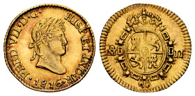 Ferdinand VII (1808-1833). 1/2 escudo. 1816. Mexico. JJ. (Cal-1490). Au. 1,67 g. A good sample. Beautiful color. Rare. Almost XF. Est...900,00. 

Sp...