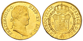 Ferdinand VII (1808-1833). 2 escudos. 1819. Madrid. GJ. (Cal-1627). Au. 6,71 g. Two hairlines on obverse. Original luster. Scarce in this grade. AU/Al...