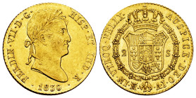 Ferdinand VII (1808-1833). 2 escudos. 1830. Madrid. AJ. (Cal-1637). Au. 6,73 g. Original luster. Scarce in this grade. AU. Est...700,00. 

Spanish D...