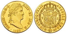 Ferdinand VII (1808-1833). 2 escudos. 1832. Madrid. AJ. (Cal-1639). Au. 6,76 g. Plenty of original luster. Pleasant color and appearence. Rarely encou...
