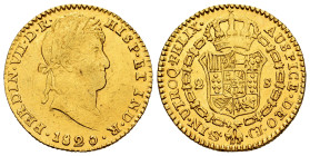 Ferdinand VII (1808-1833). 2 escudos. 1820. Sevilla. CJ. (Cal-1677). Au. 6,74 g. DR instead of DG. Ex Trigo collection. Rare. VF/Choice VF. Est...650,...
