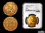 Ferdinand VII (1808-1833). 8 escudos. 1808. Lima. JP. (Cal-1753). (Cal onza-1212). Au. Indigenous bust. No dot between ET and IND. Deeply purple-toned...