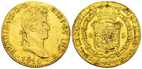 Ferdinand VII (1808-1833). 8 escudos. 1816. Mexico. TH. Au. 27,01 g. Contemporary counterfeit. Magnificent piece. XF. Est...1700,00. 

Spanish Descr...