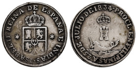 Elizabeth II (1833-1868). "Proclamation" medal. 1834. Manila. Philippines. (H-62). (Basso-95). (Vq-13408). Ag. 4,94 g. 24mm. Issued at Manila to procl...