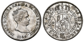 Elizabeth II (1833-1868). 4 reales. 1844. Barcelona. PS. (Cal-418). Ag. 5,87 g. Minimal hairlines on obverse. Some luster. Scarce in this condition. E...