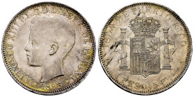 Alfonso XIII (1886-1931). 1 peso. 1895. Puerto Rico. PGV. (Cal-128). Ag. 24,96 g. Nice specimen. Orignal luster and soft patina. Rare, even more in th...