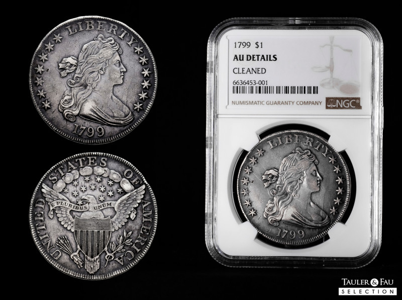 U.S. Coins. Draped Bust Dollar. 1 dollar. 1799. Philadelphia. (Km-32). Ag. 26,86...