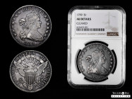 U.S. Coins. Draped Bust Dollar. 1 dollar. 1799. Philadelphia. (Km-32). Ag. 26,86 g. 7x6 stars and 13 arrows on reverse. Full legend on edge. Toned. A ...