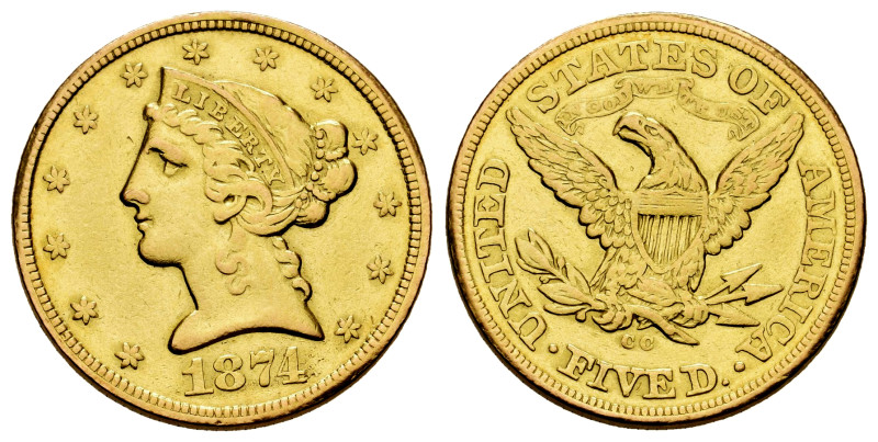 U. S. Coins. Liberty Half Eagles. 5 dollars. 1874. Carson City. CC. (Fried-146)....
