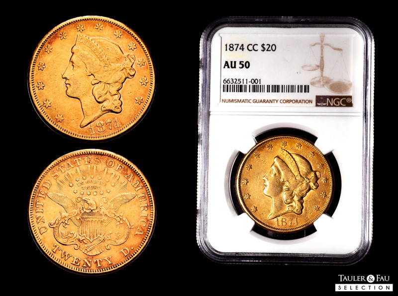 U. S. Coins. Liberty Double Eagles. 20 dollars. 1874. Carson City. CC. (Km-74.2)...